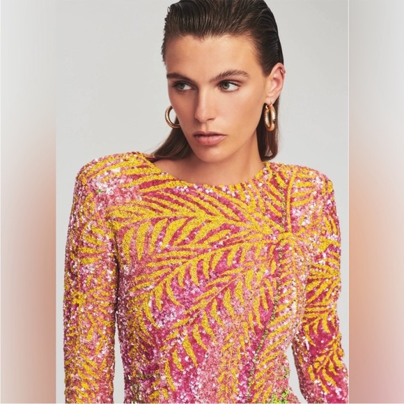 Retrofete Nikki Sequin Palm Dress size medium - Picture 5 of 10